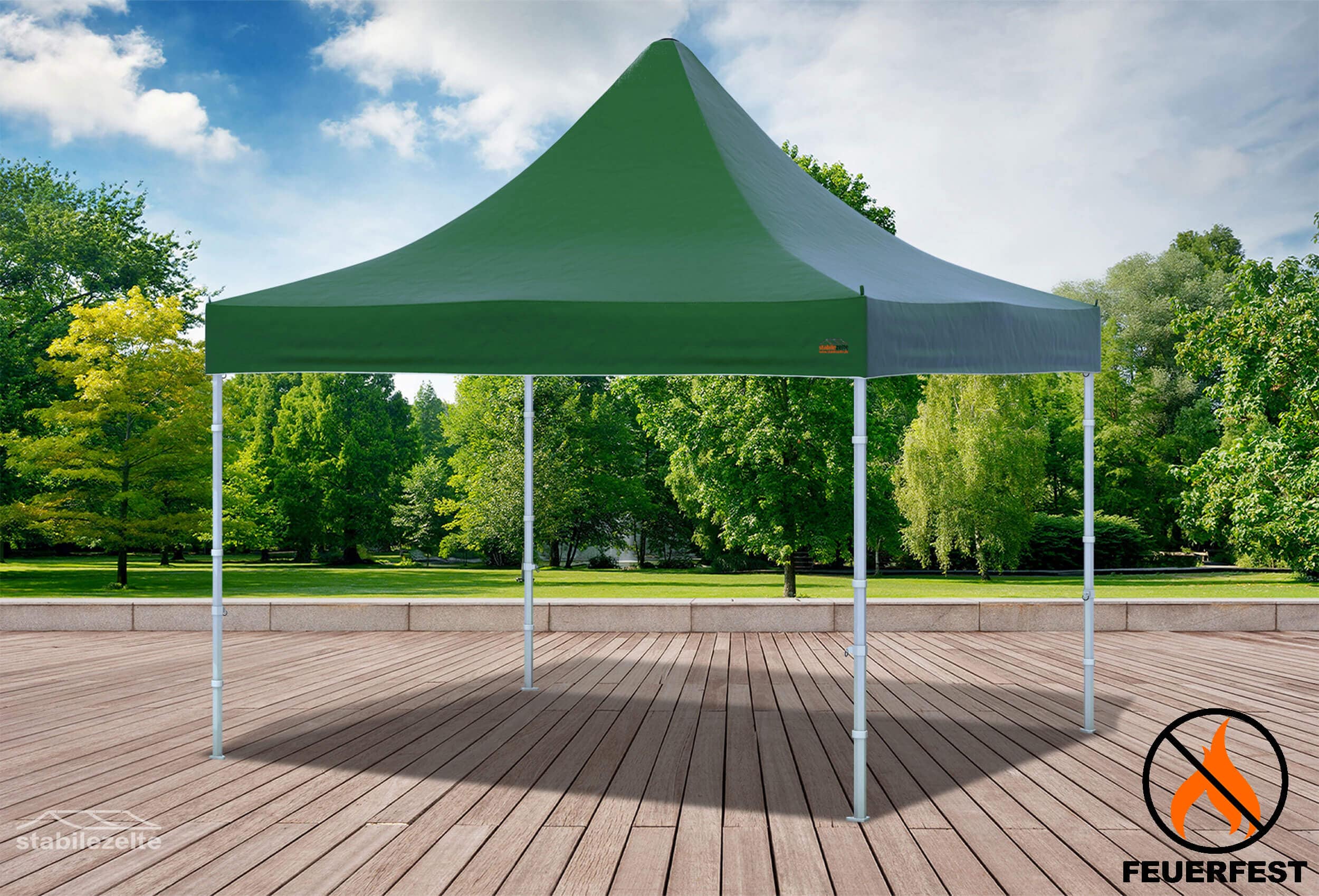 3x3 m Faltpavillon, PVC feuersicher grün