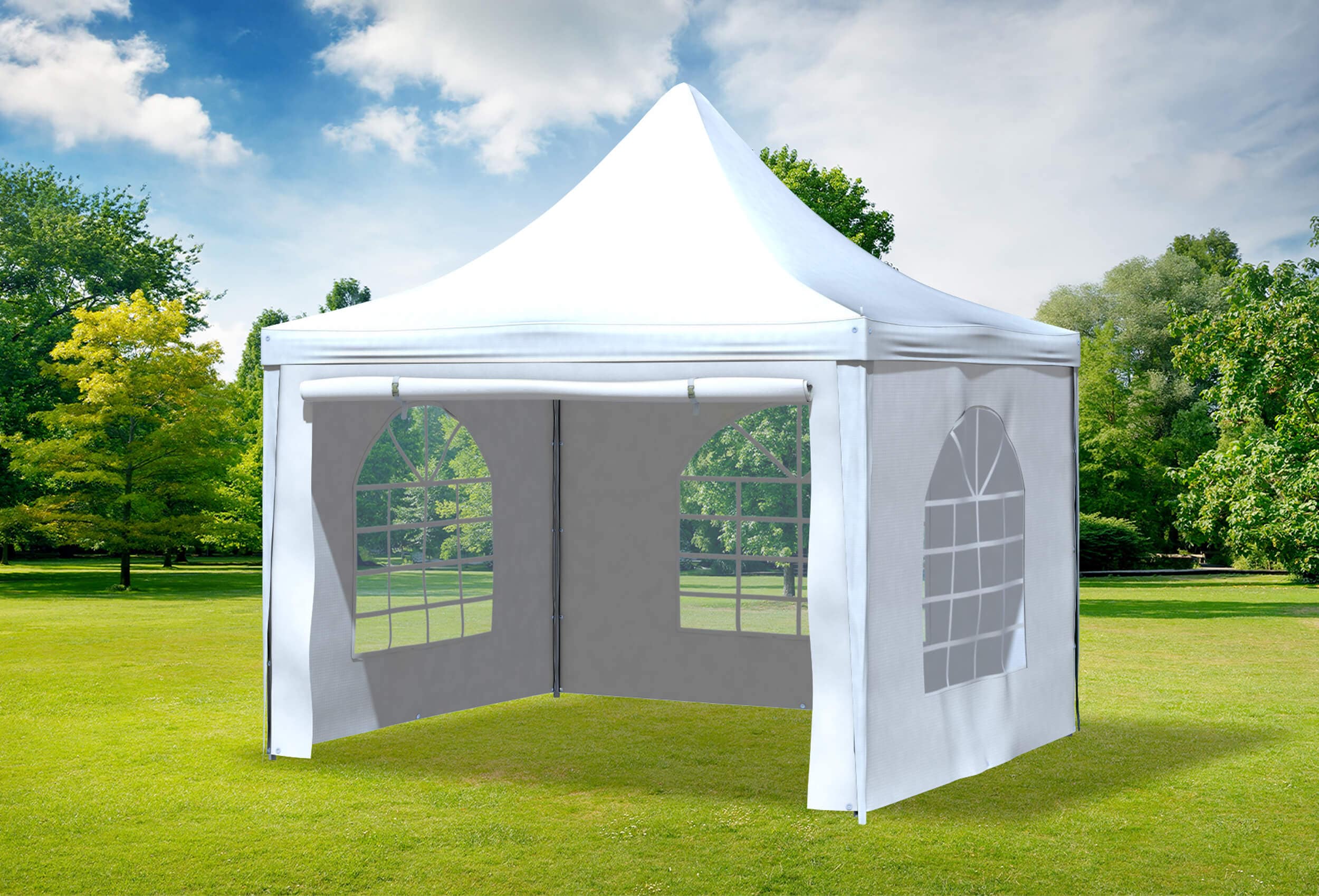 3x3 m Pavillon, PVC Arabica weiß