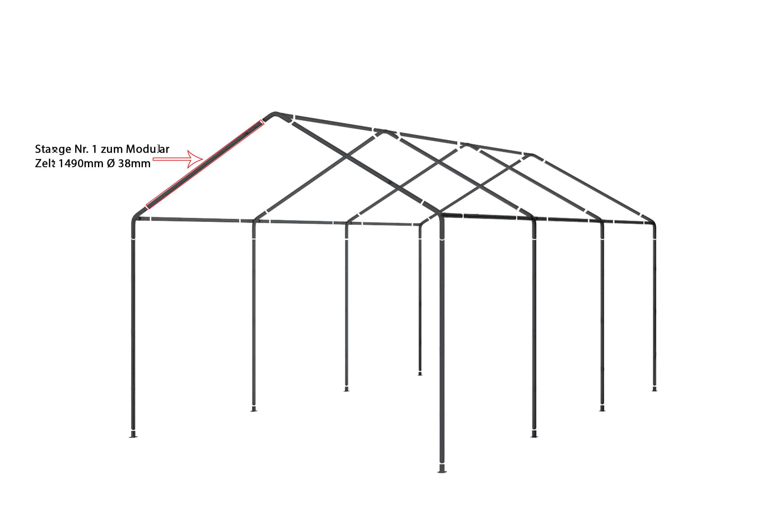 Stange Nr. 1 zum Modular Zelt 1490mm ø38mm