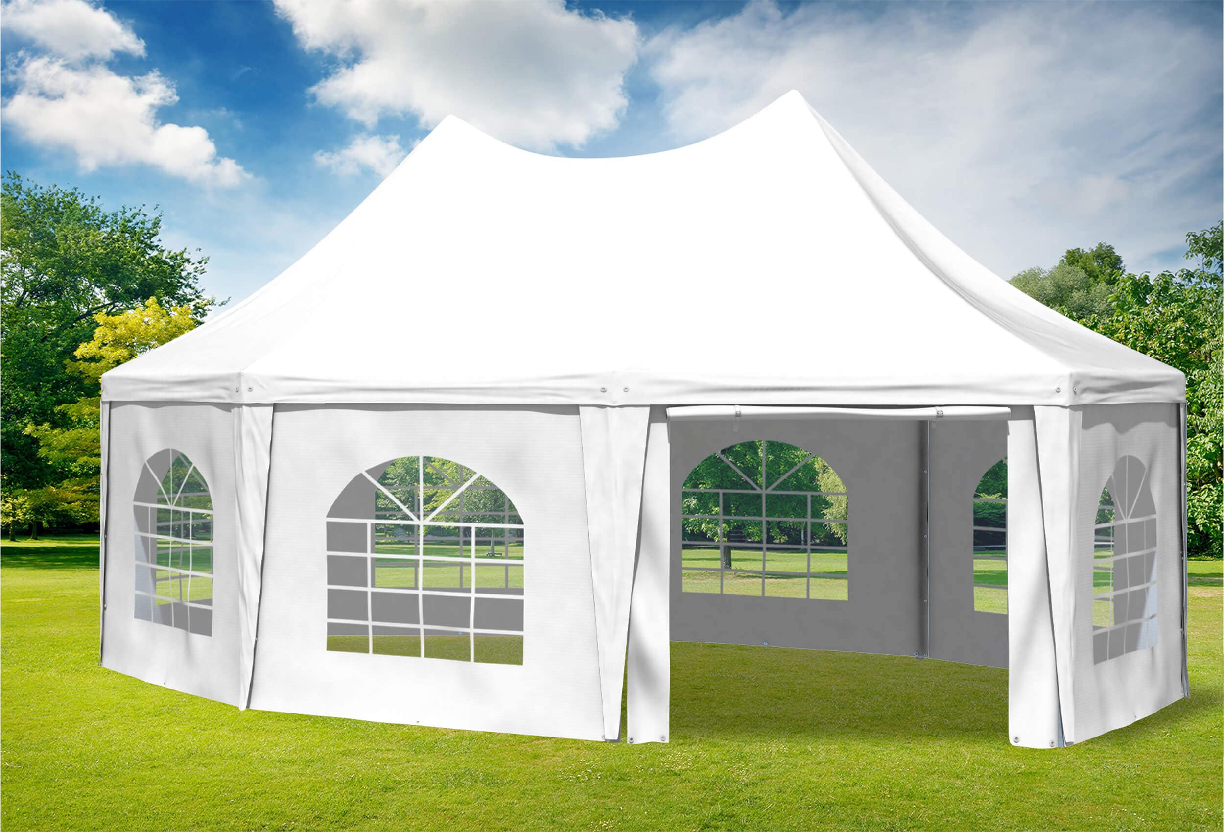 5x6,8 m Pavillon, PVC Arabica weiß