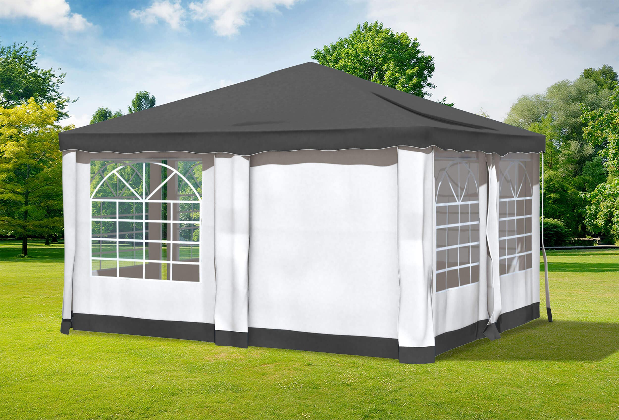 4x4 m Pavillon, Polyester PVC Deluxe anthrazit