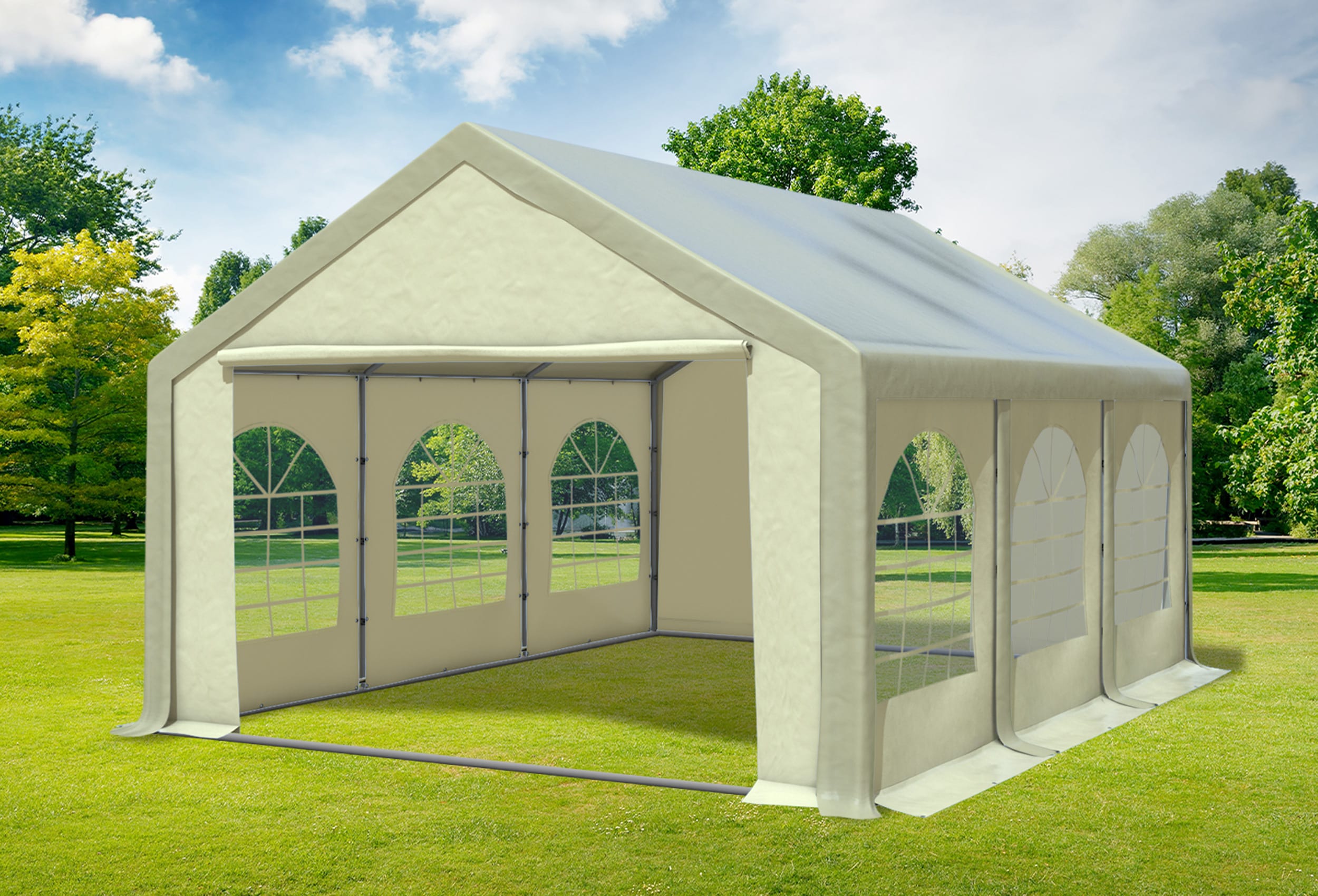 4x6 m Partyzelt, PVC braun beige