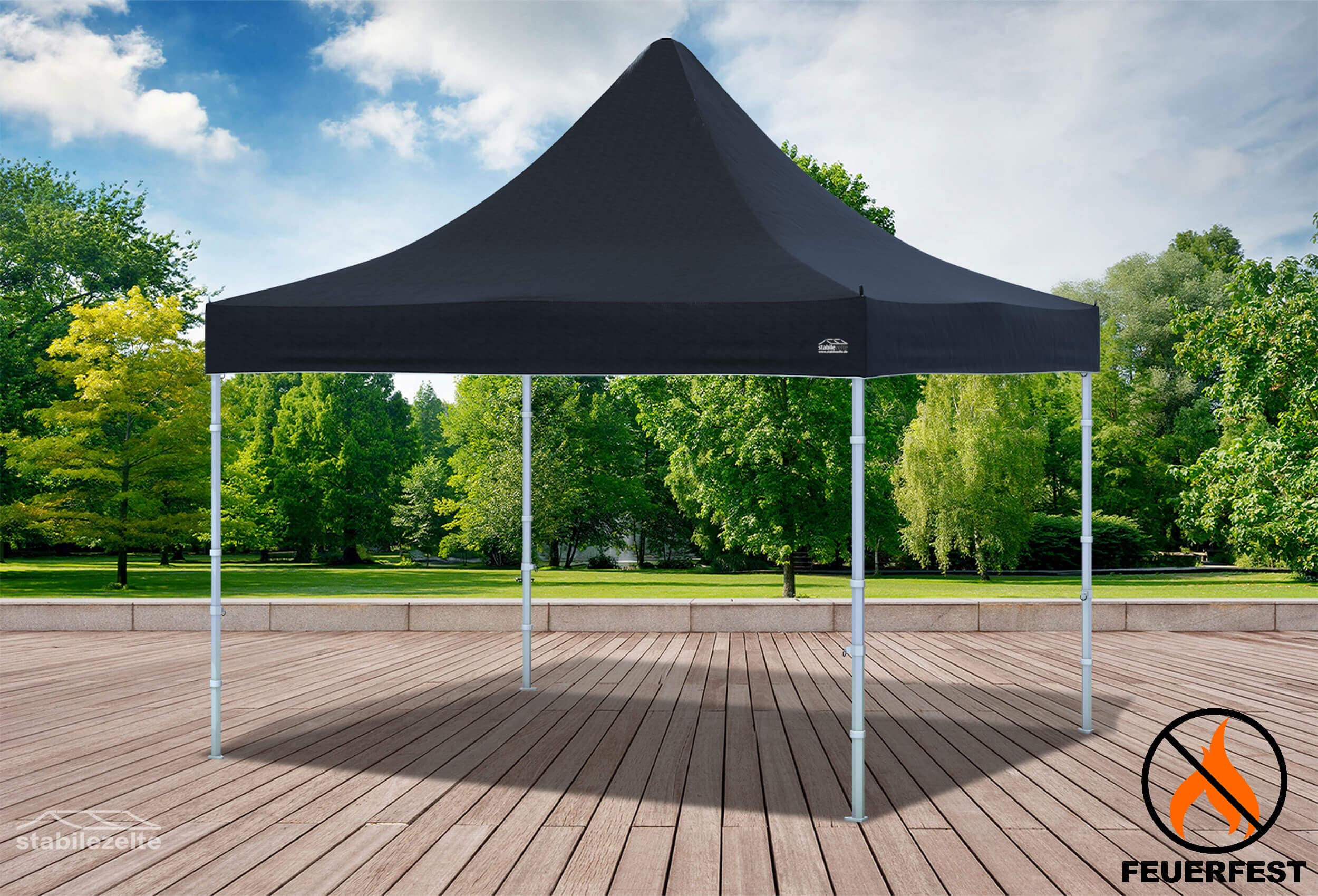 3x3 m Faltpavillon, PVC feuersicher schwarz