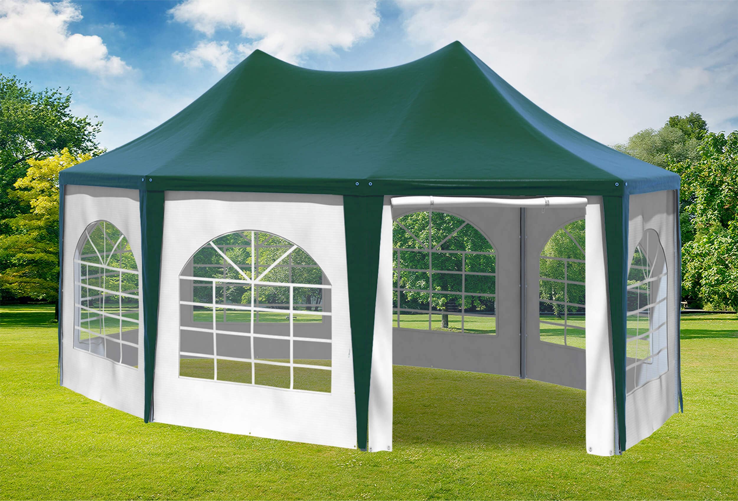 4x5,5 m Pavillon, PVC Arabica grün weiß