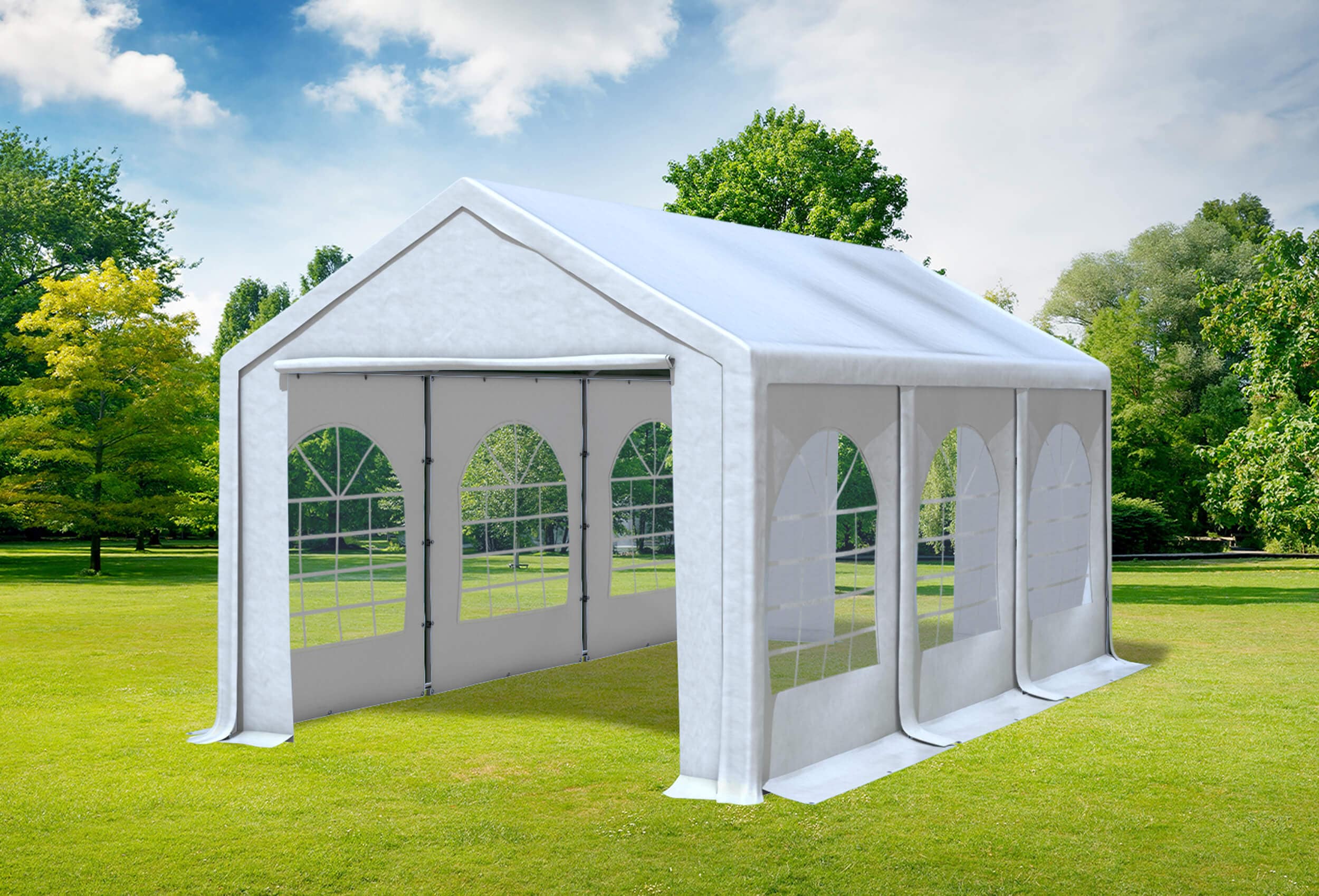 3x6 m Partyzelt, PVC weiß