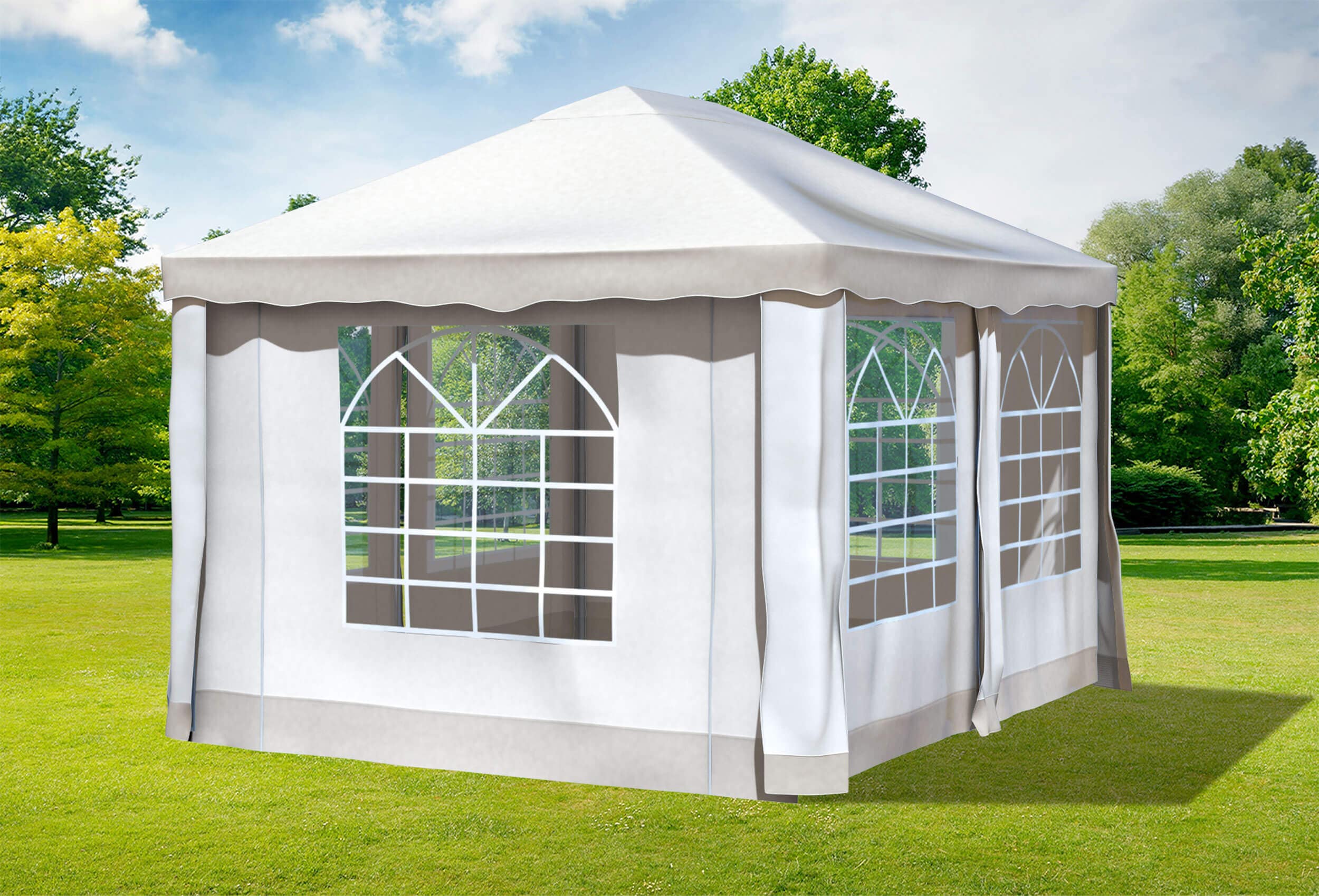 3x4 m Pavillon, Polyester PVC Deluxe braun