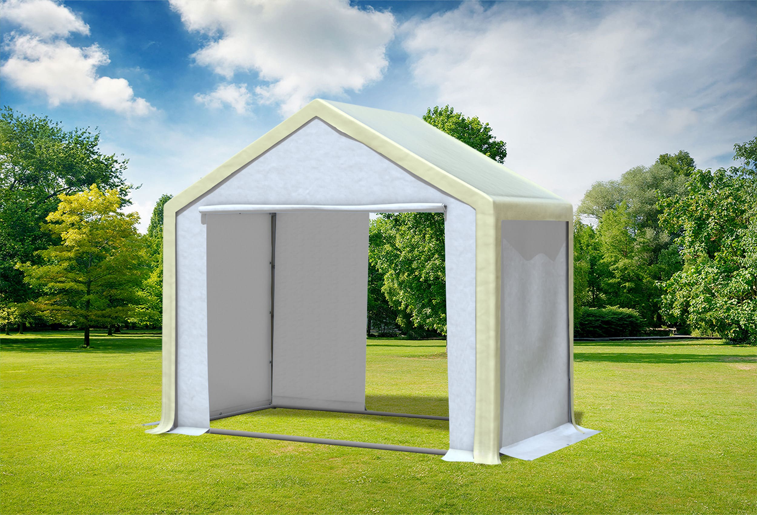 3x2 m Partyzelt, PVC beige weiß