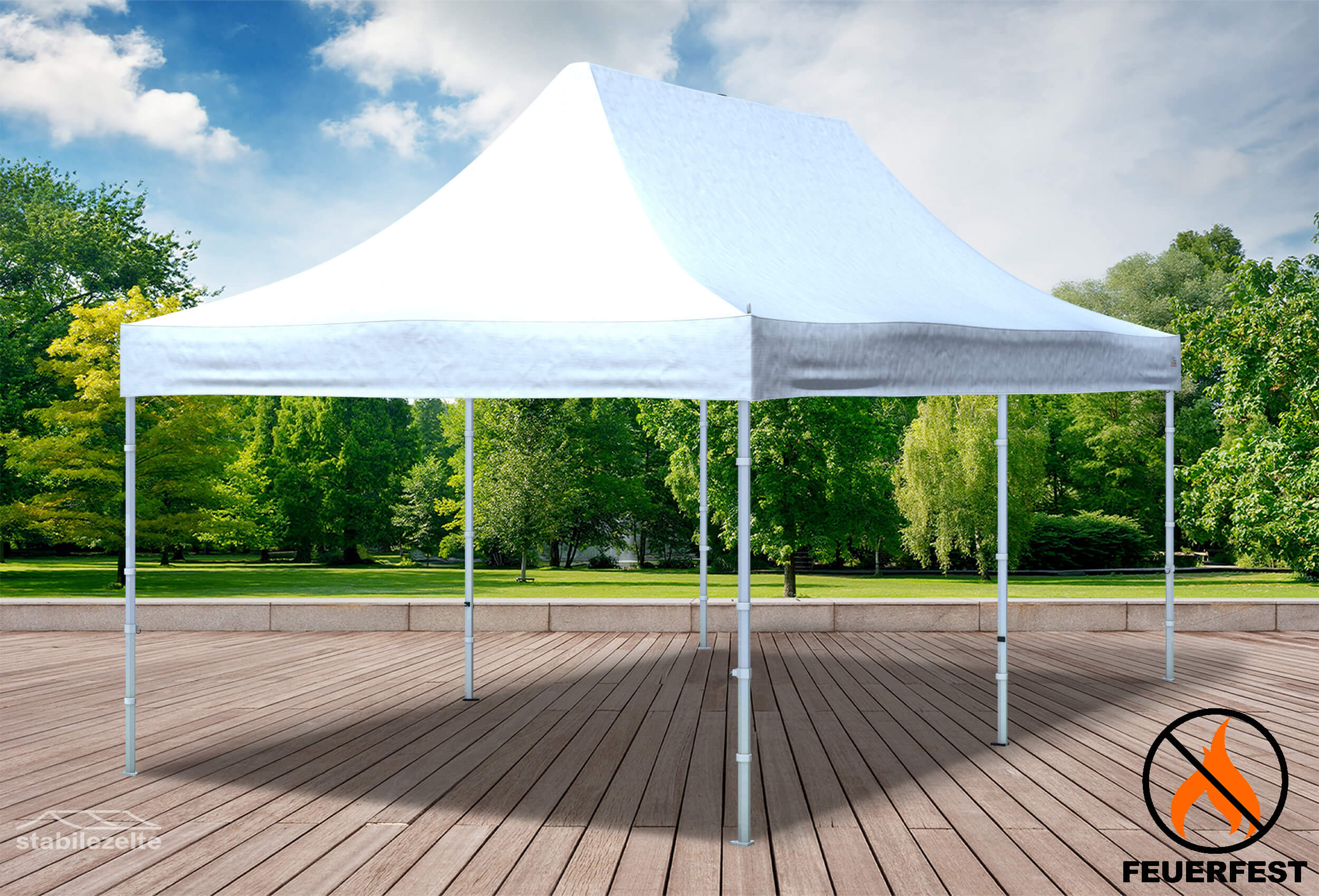 3x6 m Faltpavillon, PVC feuersicher weiß