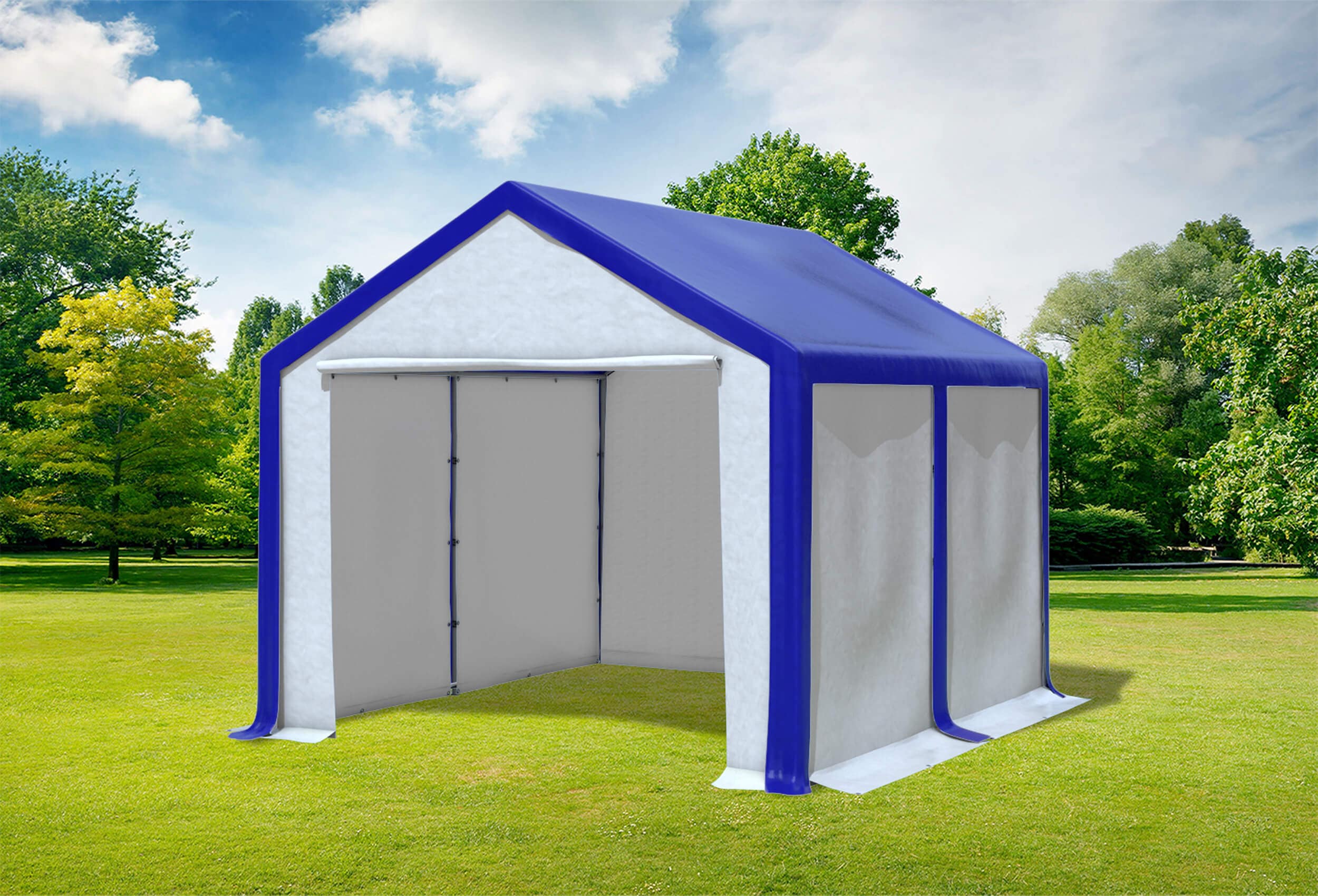 3x4 m Partyzelt, PVC blau weiß