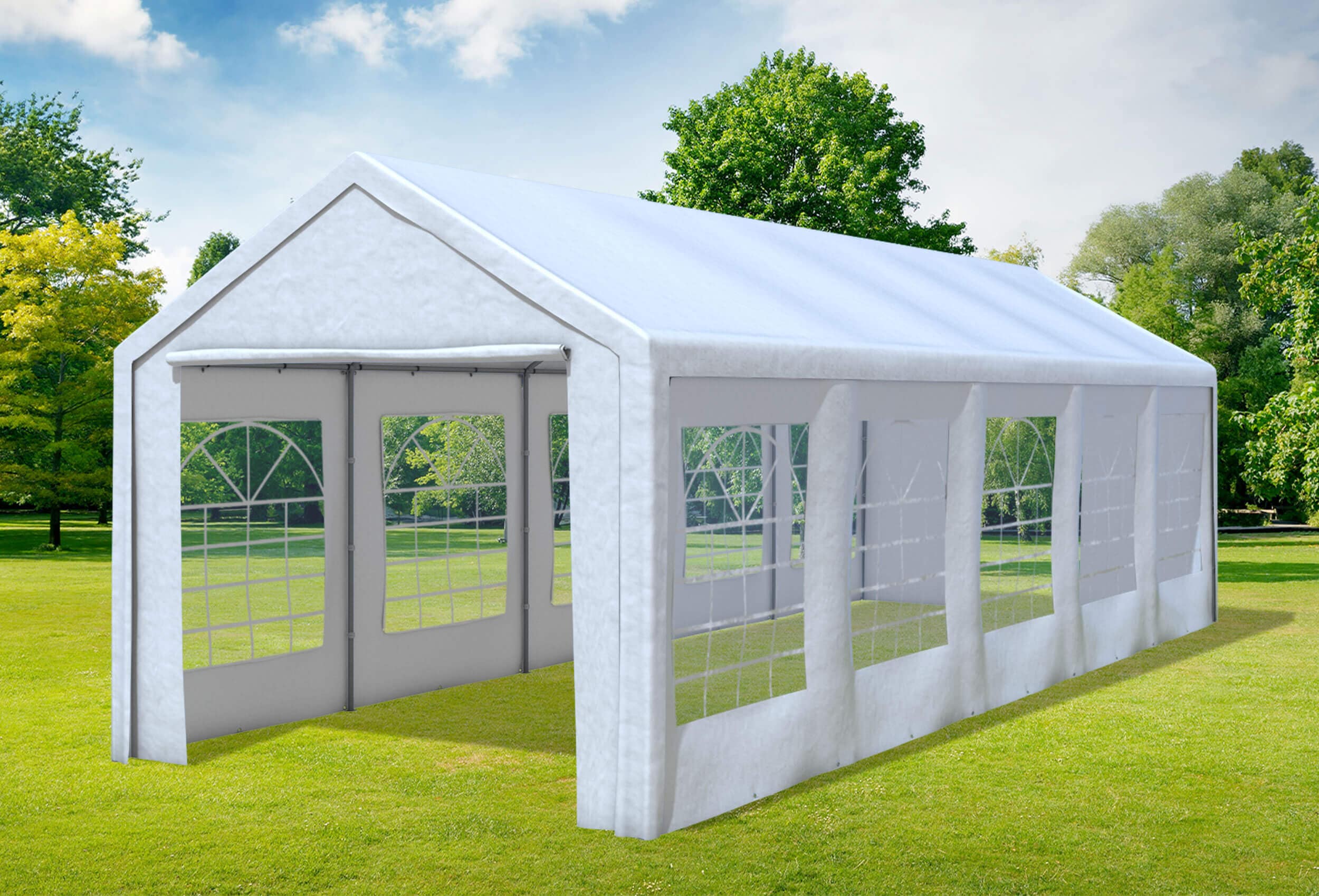 3x9 m Partyzelt, PVC weiß