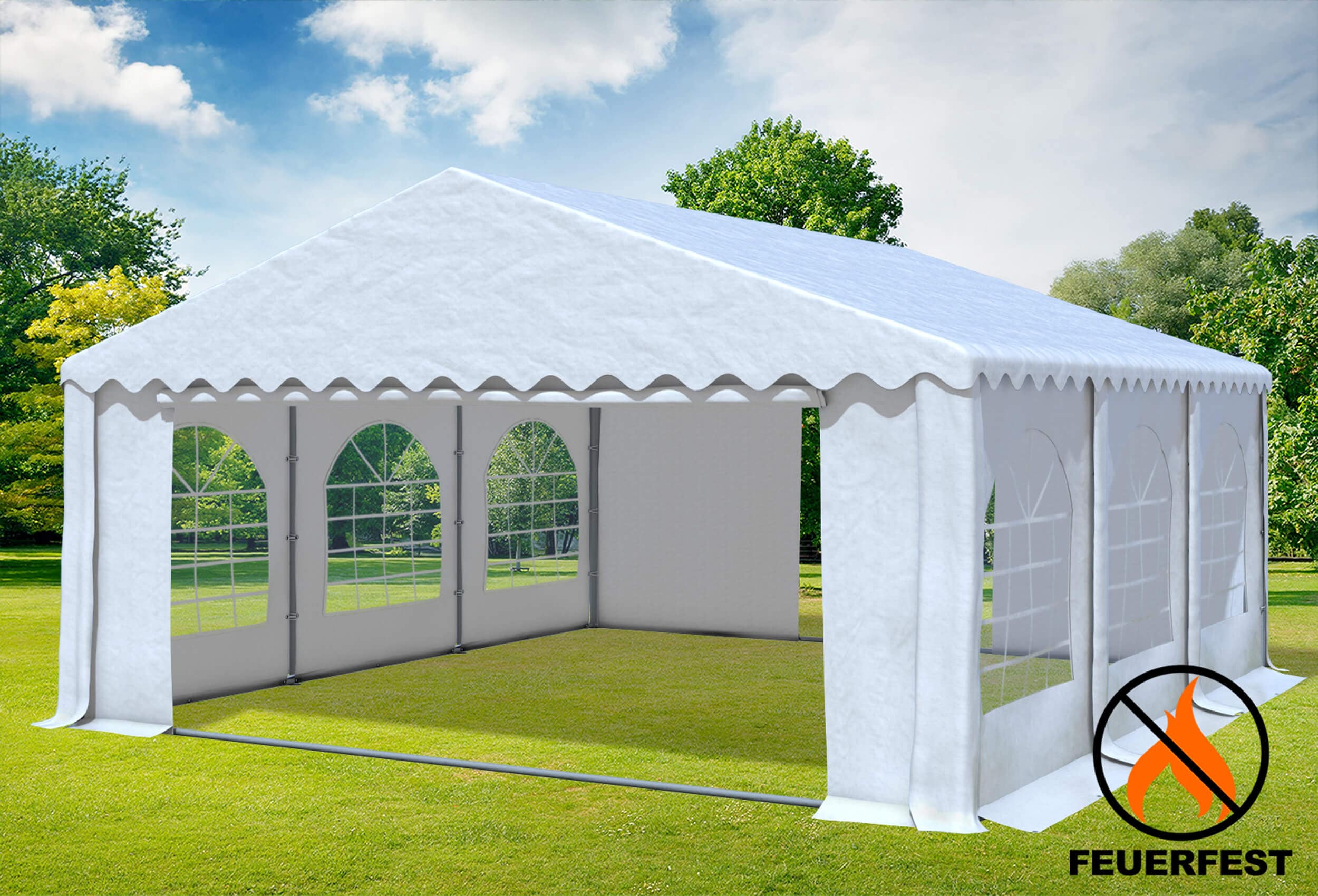 5x6 m Partyzelt, PVC feuersicher weiß