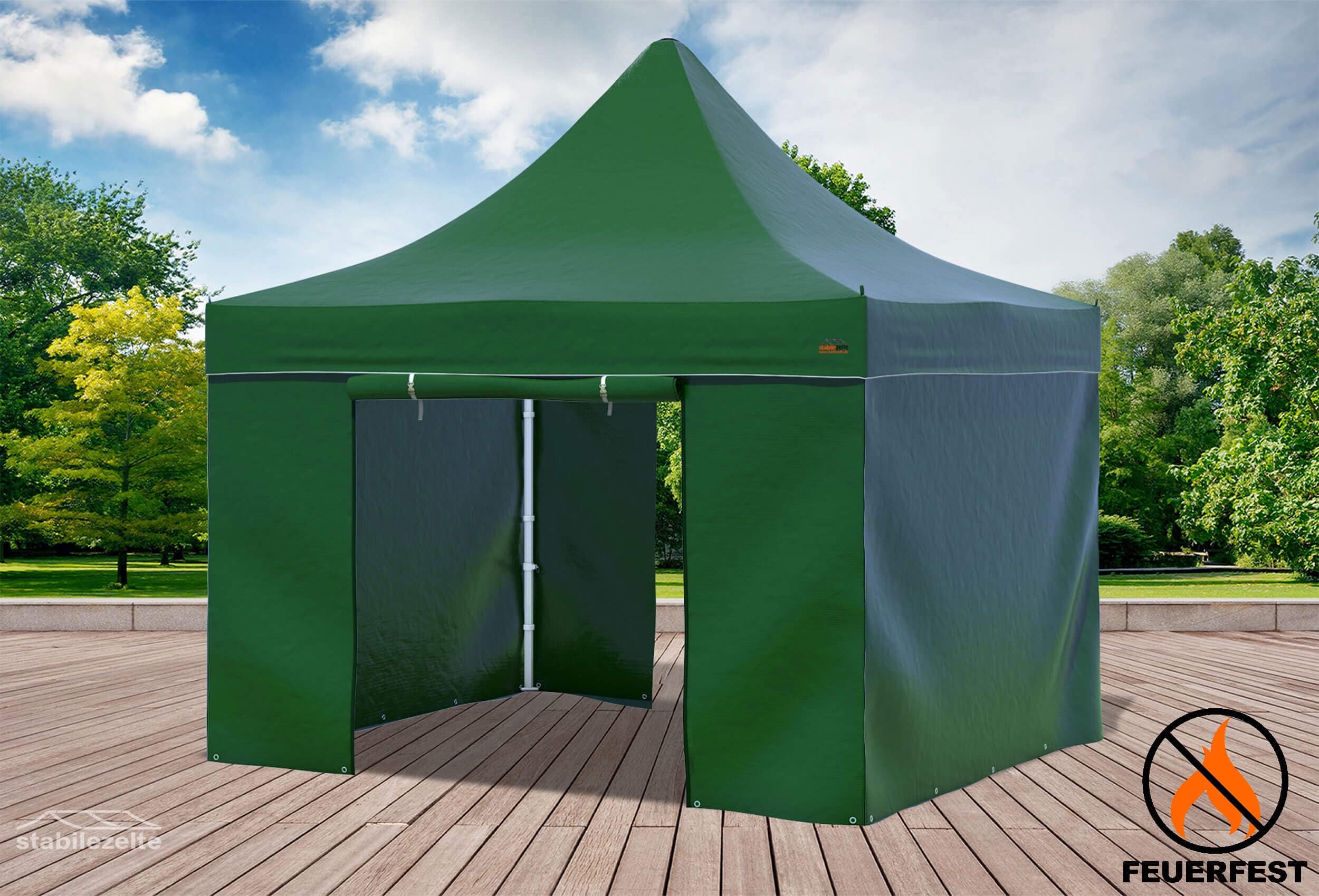 3x3 m Faltpavillon, PVC feuersicher grün