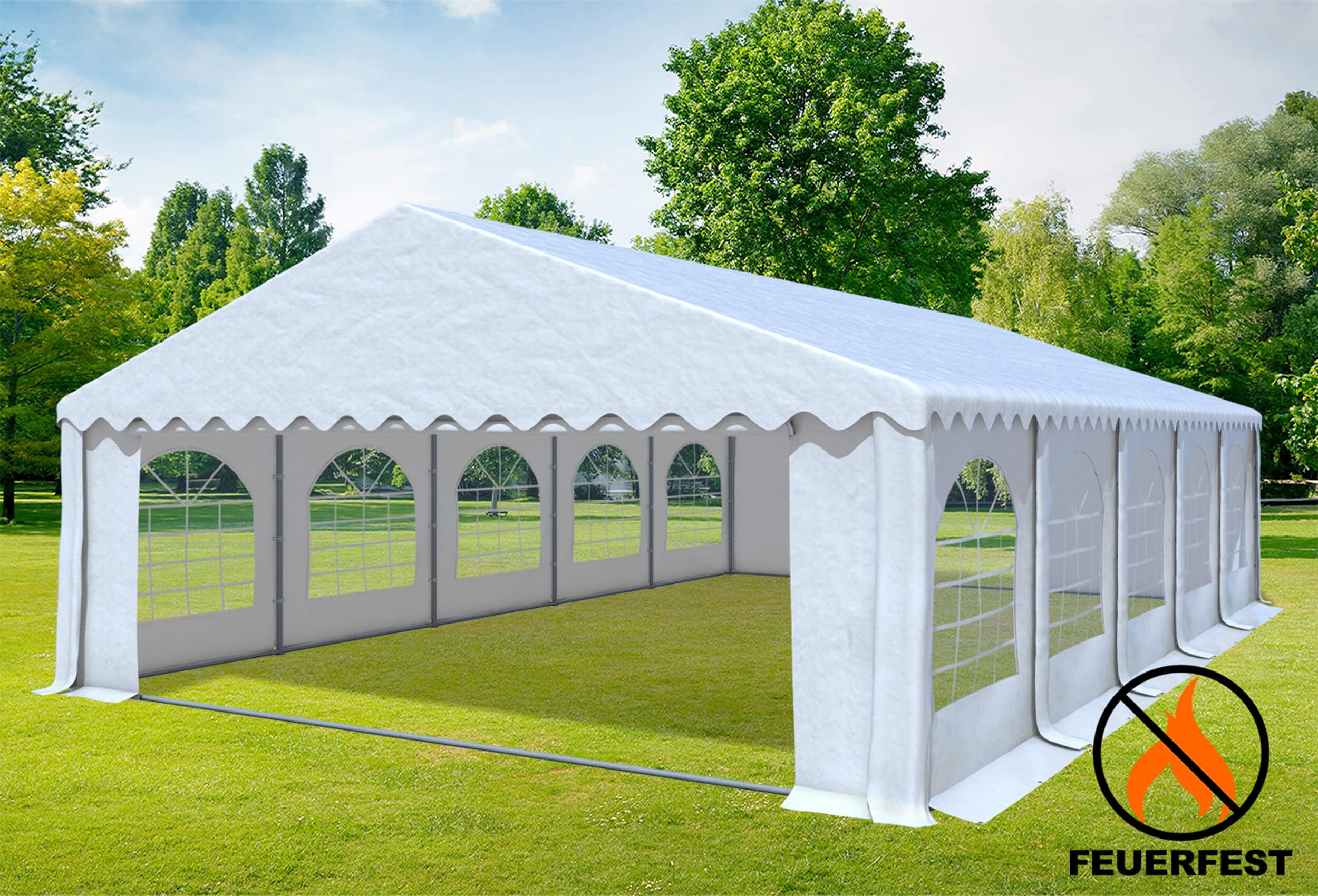 6x10 m Partyzelt, PVC feuersicher weiß