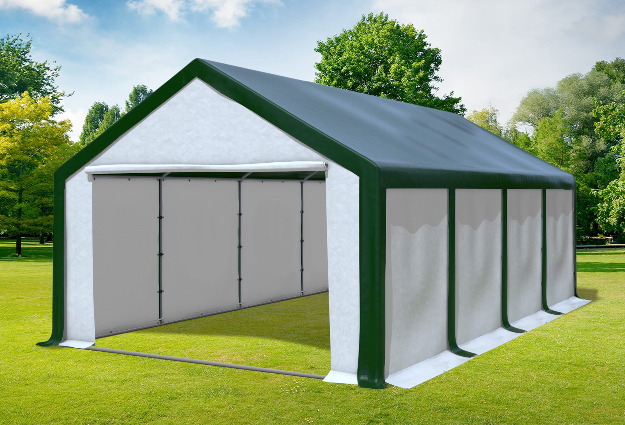 4x8 m Partyzelt, PVC grün weiß