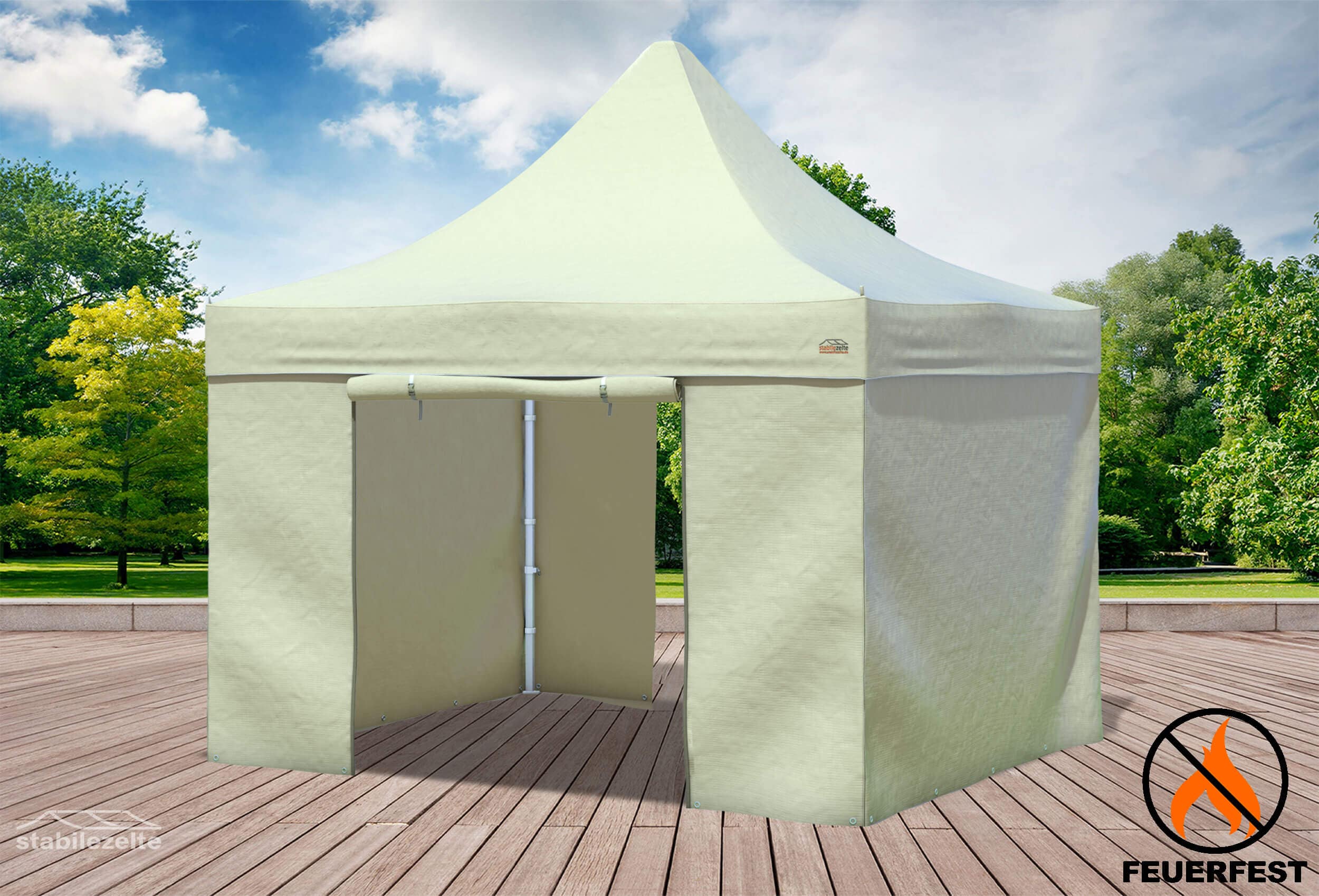 3x3 m Faltpavillon, PVC feuersicher beige