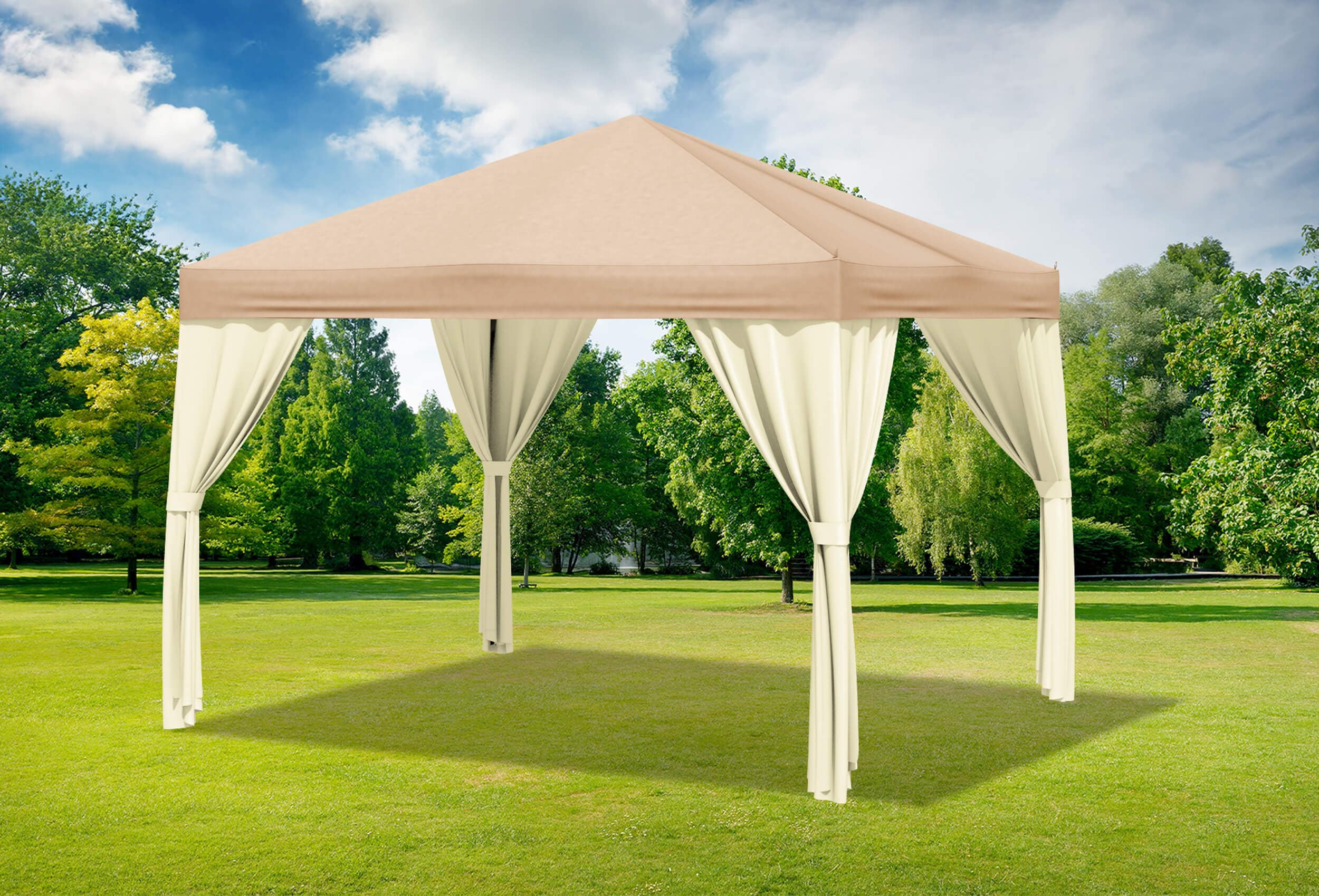 3x3 m Pavillon, Premium PVC Sahara braun