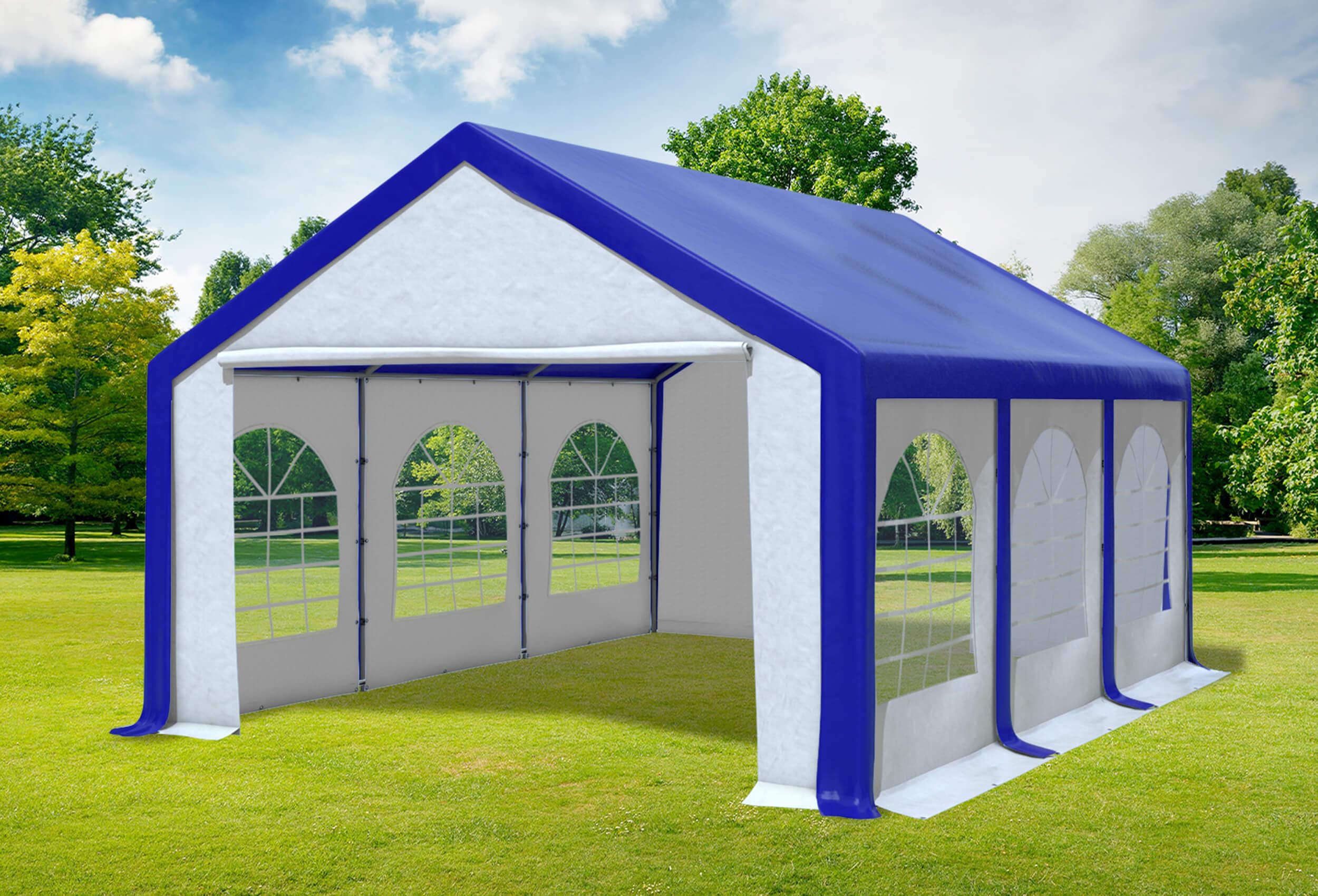 4x6 m Partyzelt, PVC blau weiß