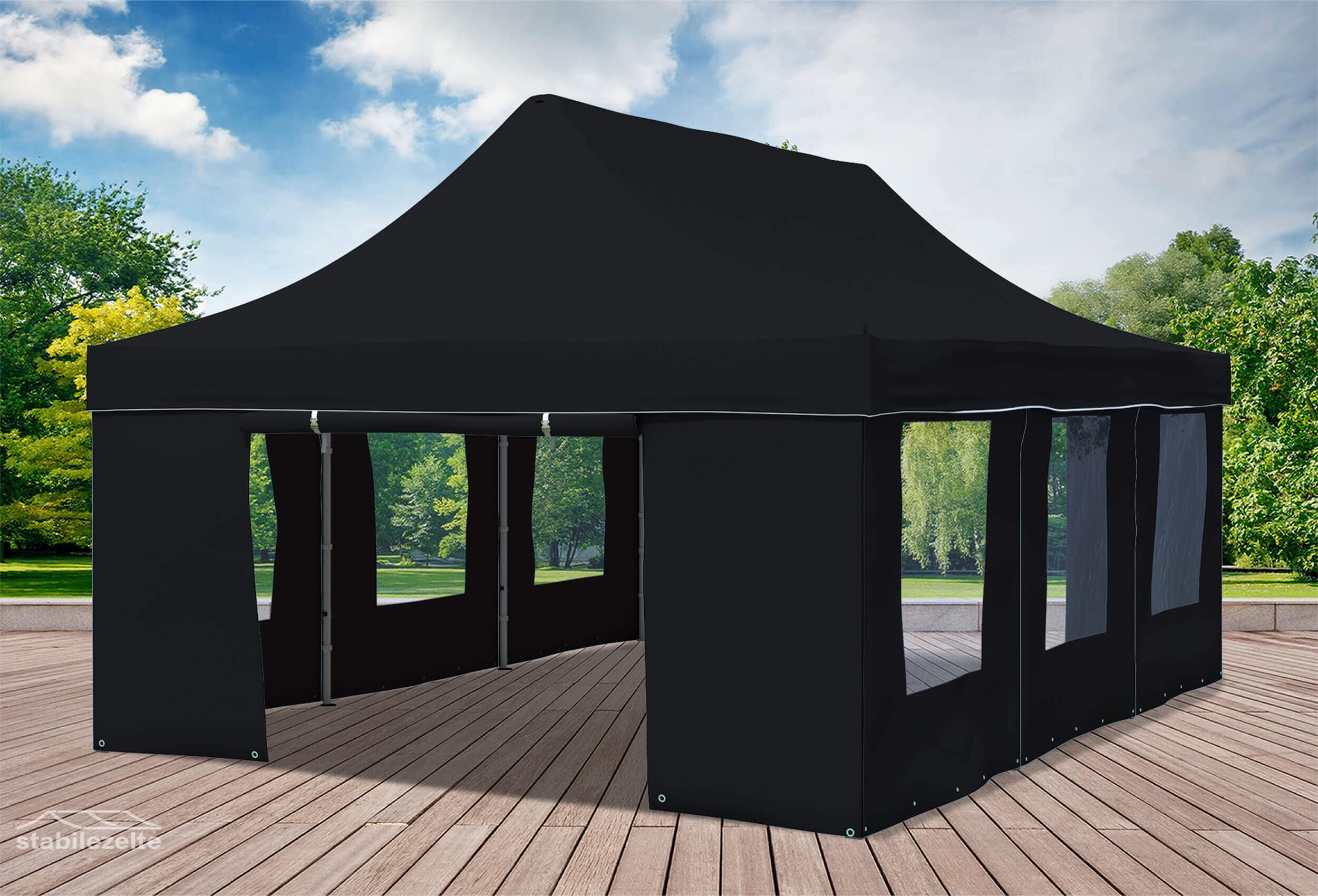 4x6 m Faltpavillon, schwarz