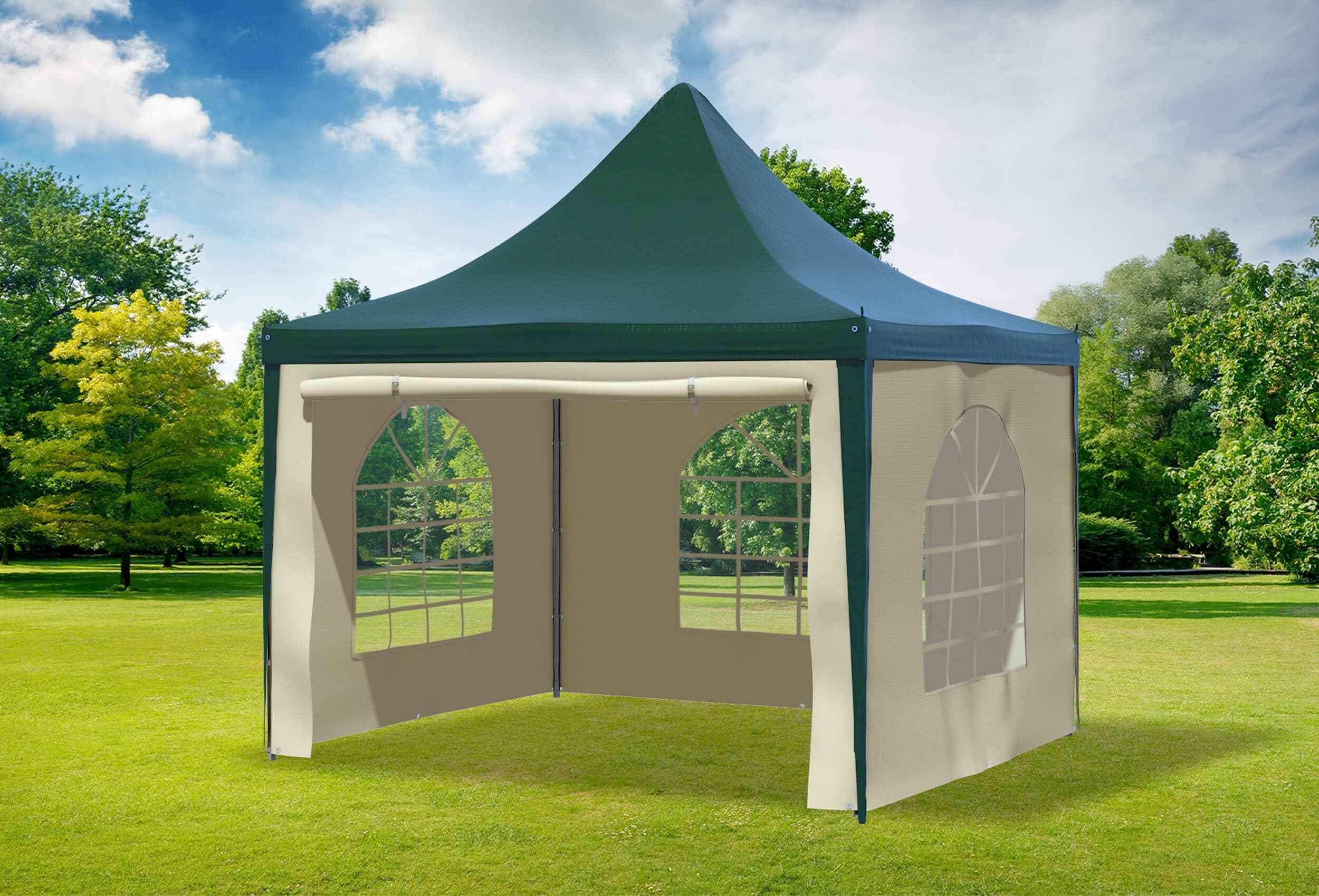 3x3 m Pavillon, PVC Arabica grün beige